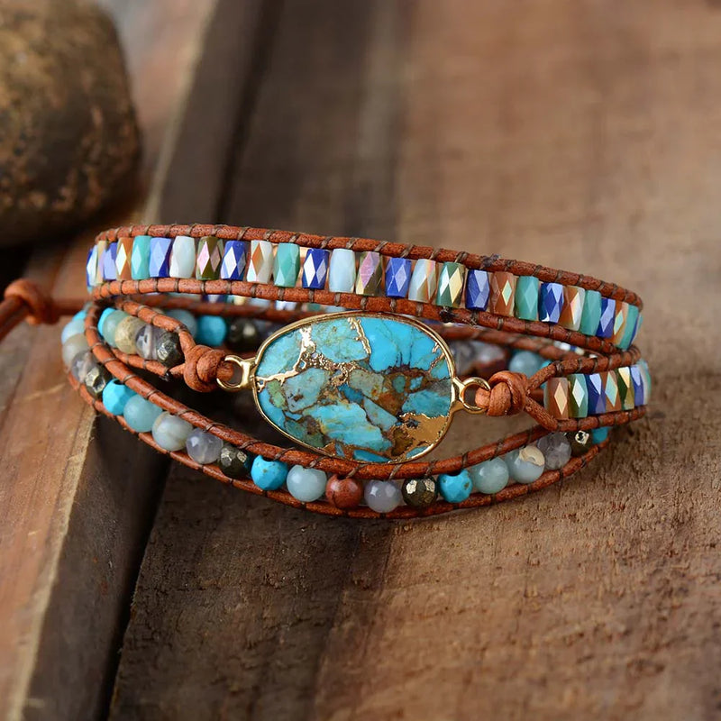 Artisan Crafted Turquoise Leather Bracelet