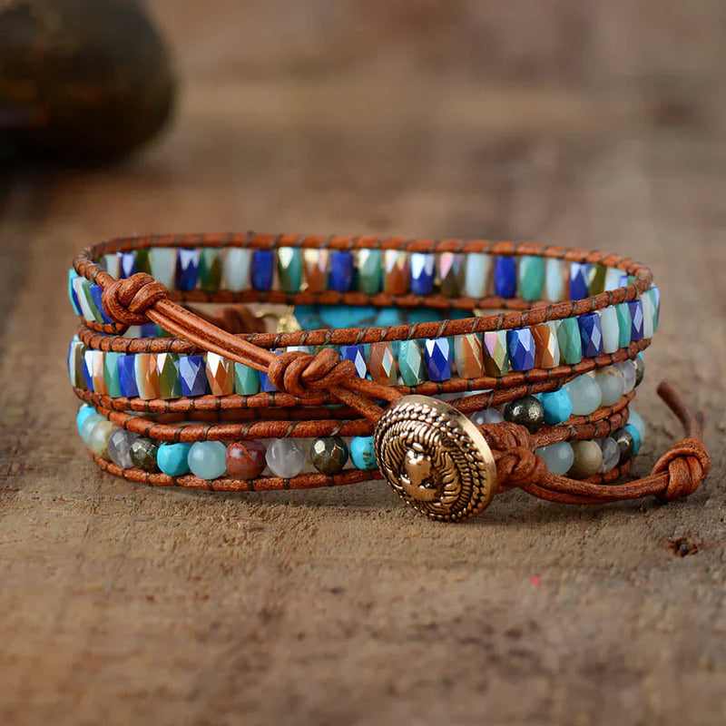 Artisan Crafted Turquoise Leather Bracelet