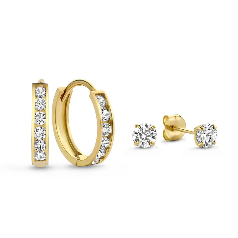 Dara - Brillane Gold Stone Earrings Set
