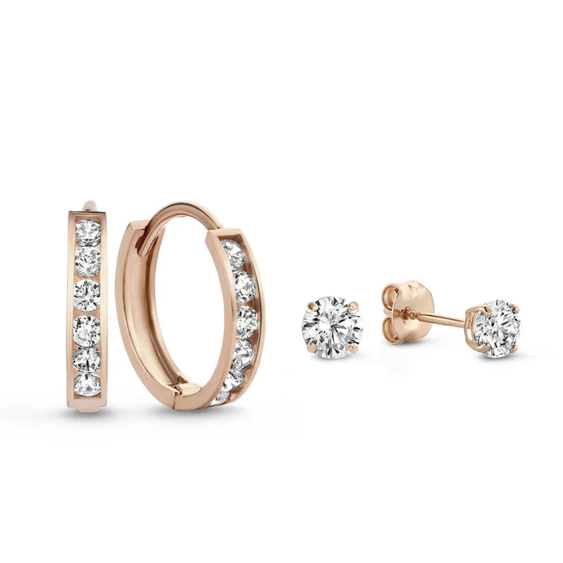 Dara Brillane White Gold Stone Earrings Set