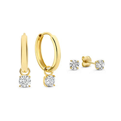 Elena - Gold Moon Tears Stone Earrings Set