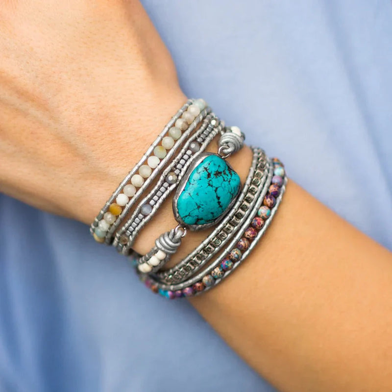 Turquoise and Amazonite Beaded Bracelet