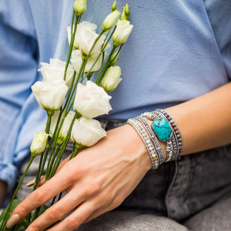 Turquoise and Amazonite Beaded Bracelet