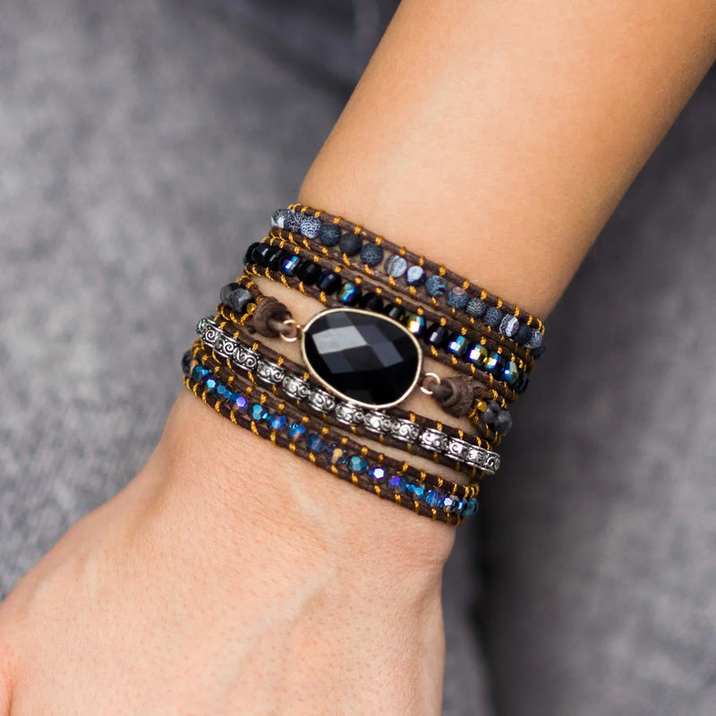 Moonlit Onyx Wrap Bracelet