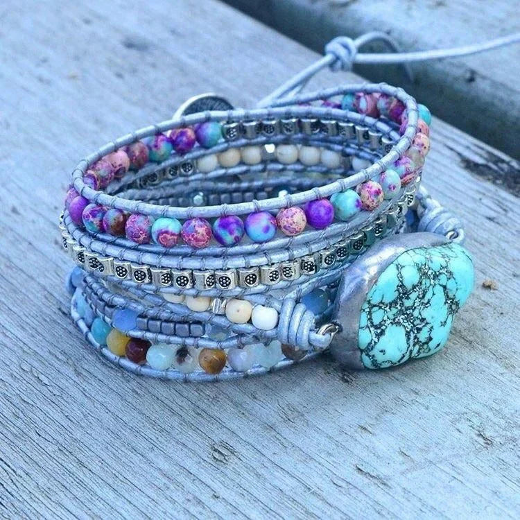 Turquoise and Amazonite Beaded Bracelet