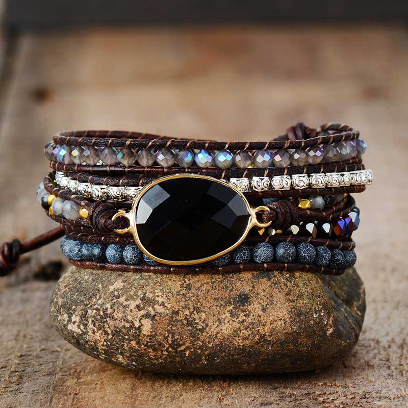 Moonlit Onyx Wrap Bracelet