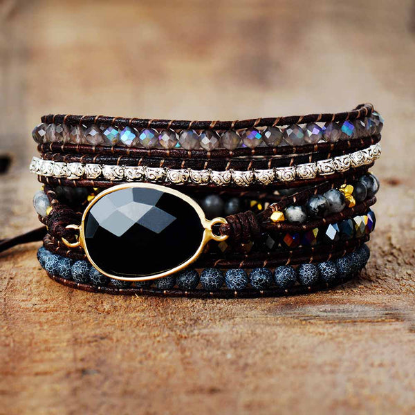 Moonlit Onyx Wrap Bracelet