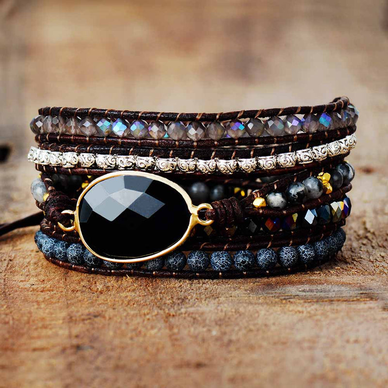 Moonlit Onyx Wrap Bracelet
