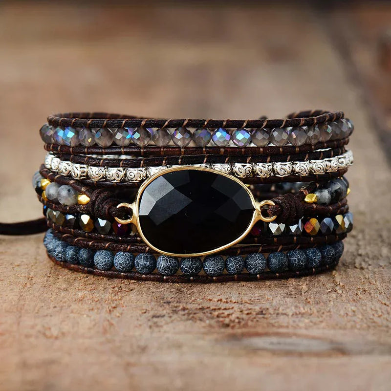 Moonlit Onyx Wrap Bracelet