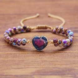 Jasper Heart Charm Bracelet