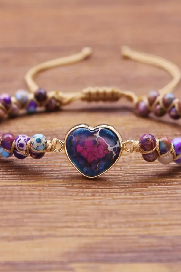 Jasper Heart Charm Bracelet