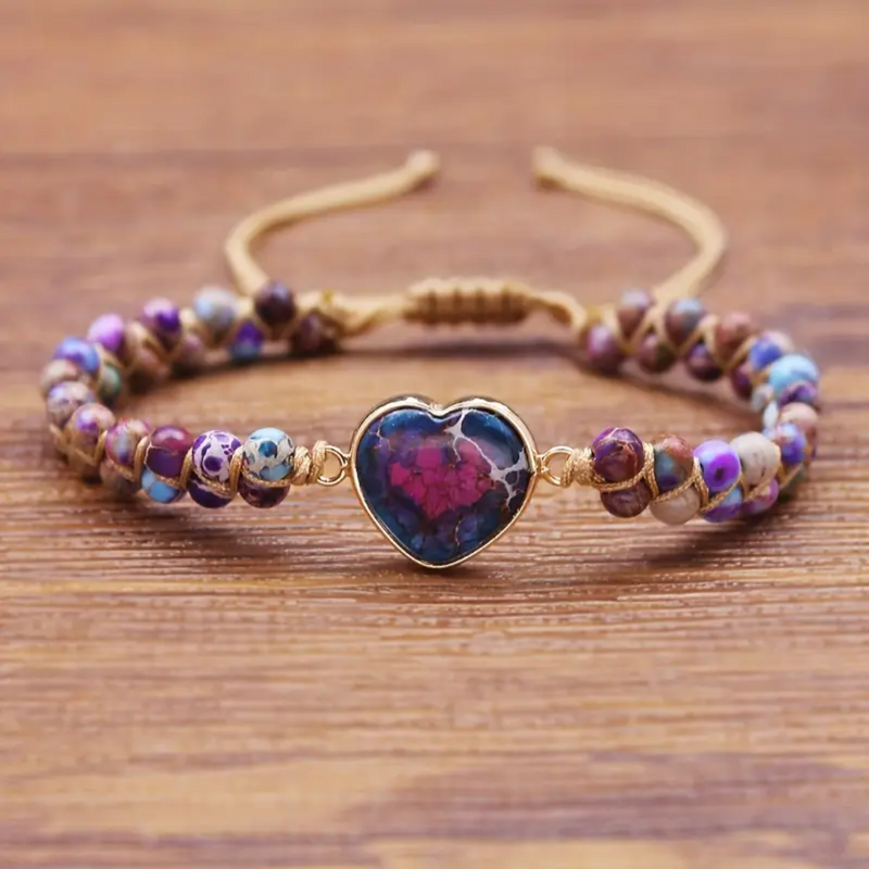 Jasper Heart Charm Bracelet