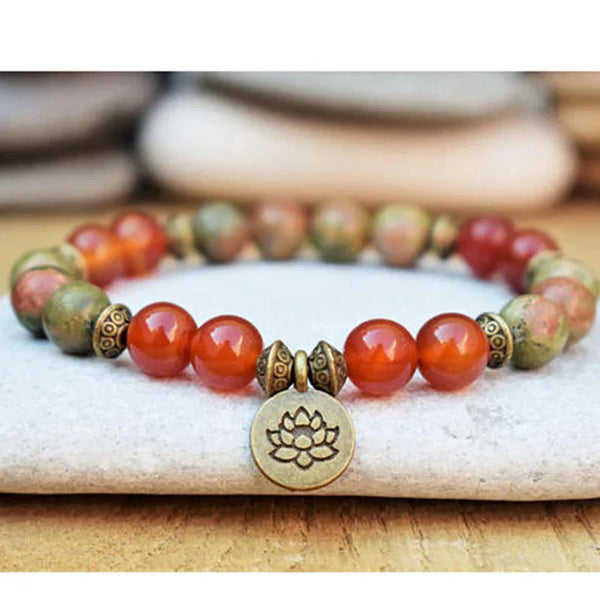Jasper and Carnelian Beaded Mala Bracelets