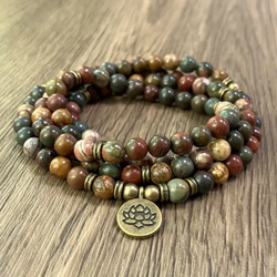 Polychrome Jasper Lotus Bracelet