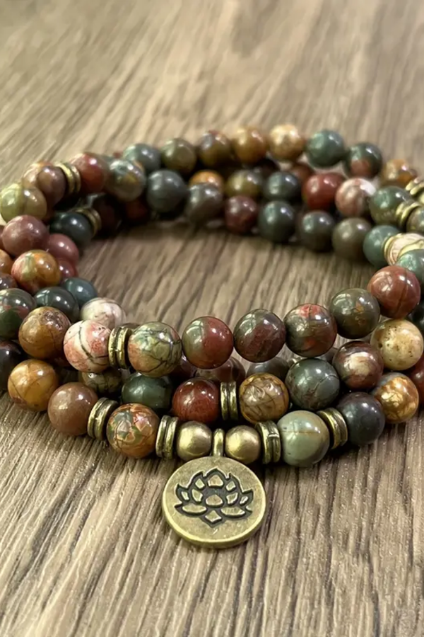 Polychrome Jasper Lotus Bracelet