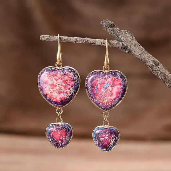 Double Heart Drop Earrings