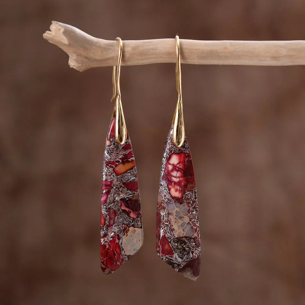 Crimson Regalite Drop Earrings