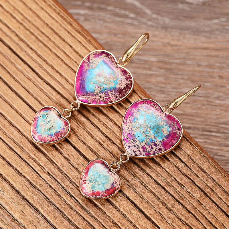 Double Heart Drop Earrings