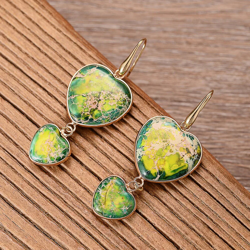 Double Heart Drop Earrings