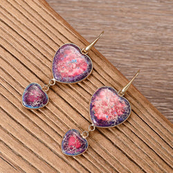 Double Heart Drop Earrings