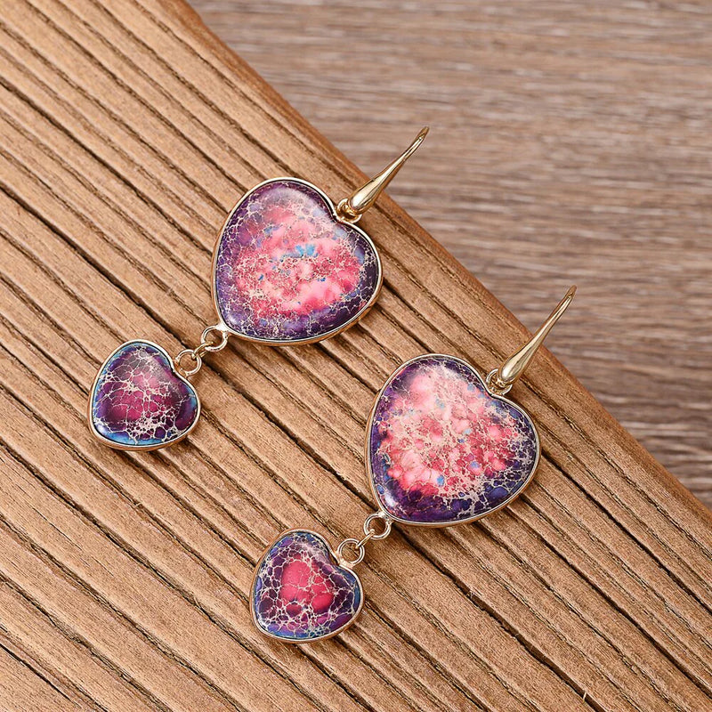 Double Heart Drop Earrings