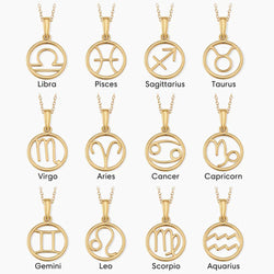 Gold Zodiac Sign Pendant Necklace