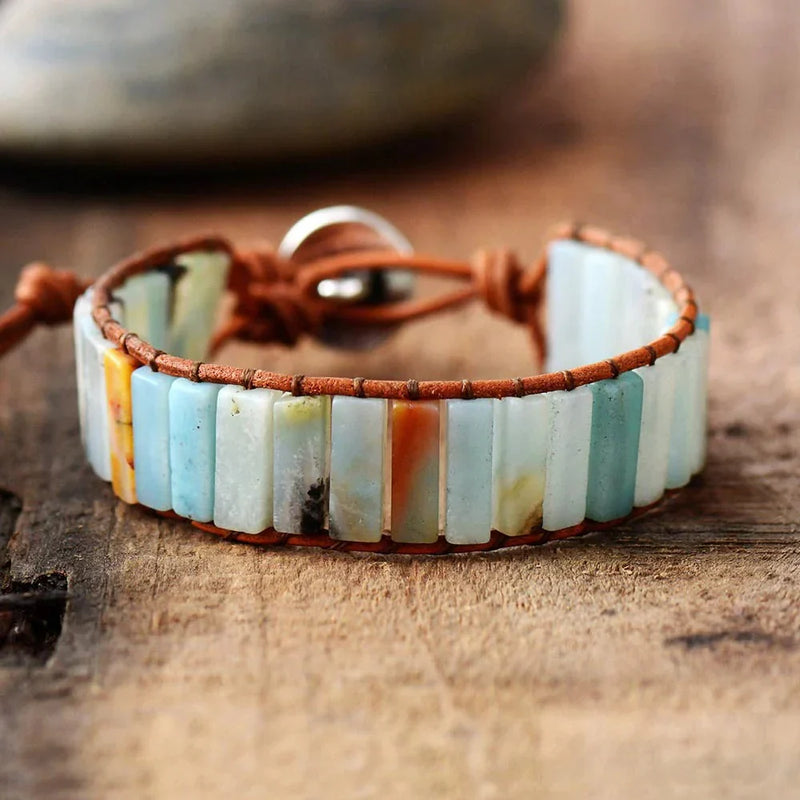 Leather Bracelet with Tree of Life Design