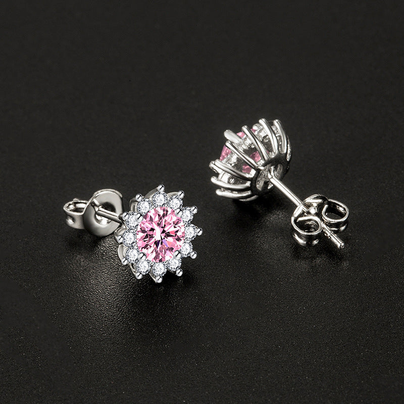 Amanda - Pink Sunlit Muse Earrings in White Gold