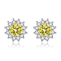 Aurelia - Sunlit Muse Yellow Earrings in White Gold