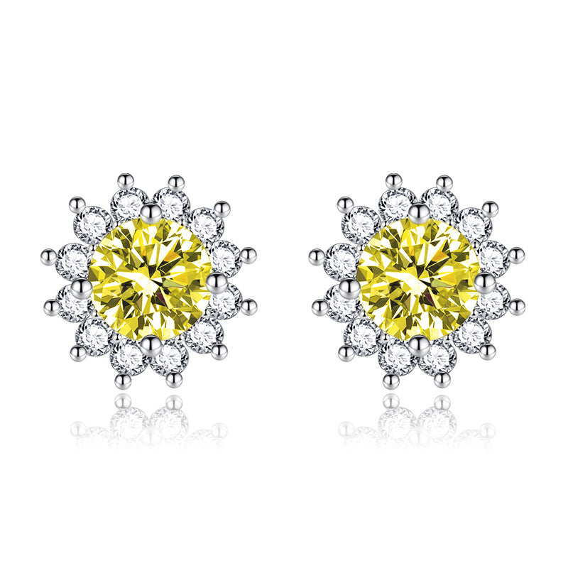 Aurelia - Sunlit Muse Yellow Earrings in White Gold