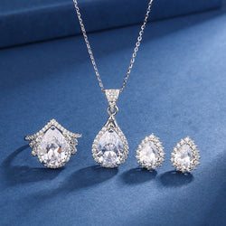 Aria - White Gold Teardrop Jewelry Set