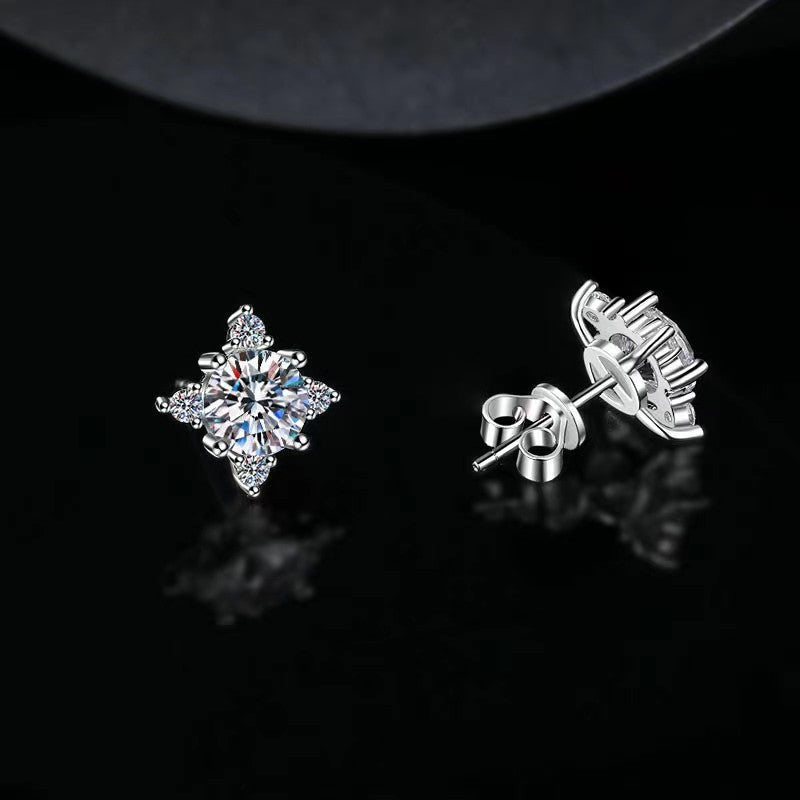 Aurelie - Floral Earrings in White Gold