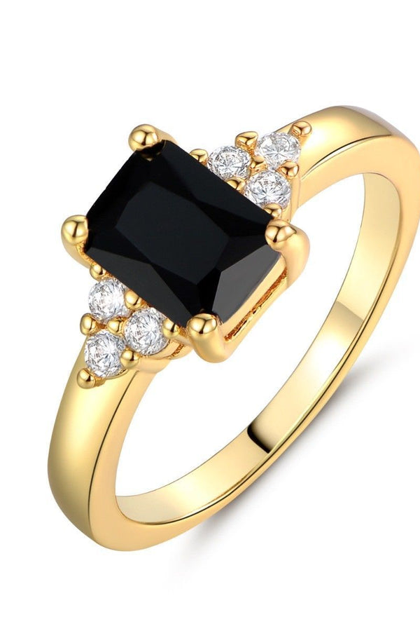 Nova - Gold Baguette Ring with Black Spinel