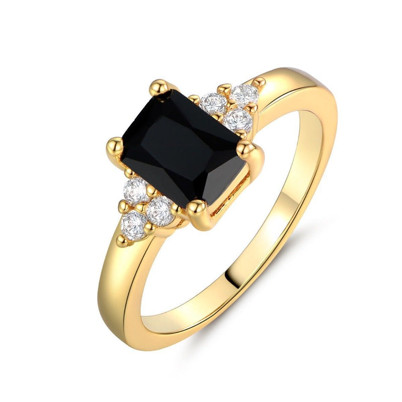 Nova - Gold Baguette Ring with Black Spinel