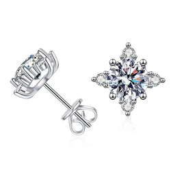 Aurelie - Floral Earrings in White Gold