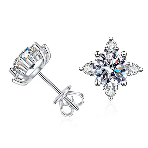 Aurelie - Floral Earrings in White Gold