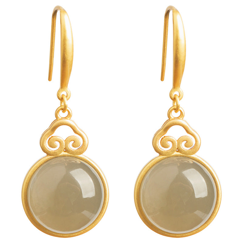 Brittany - Retro Green Moonstone Earrings