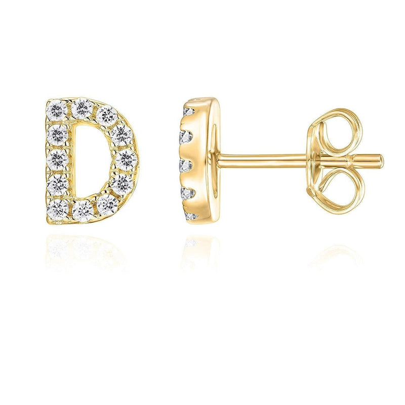 Single Initial Earring in White Gold