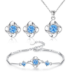 Seren Clover - Blue Loop Set in White Gold
