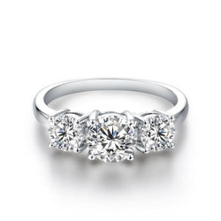 Clare - Triple Stone Ring in White Gold