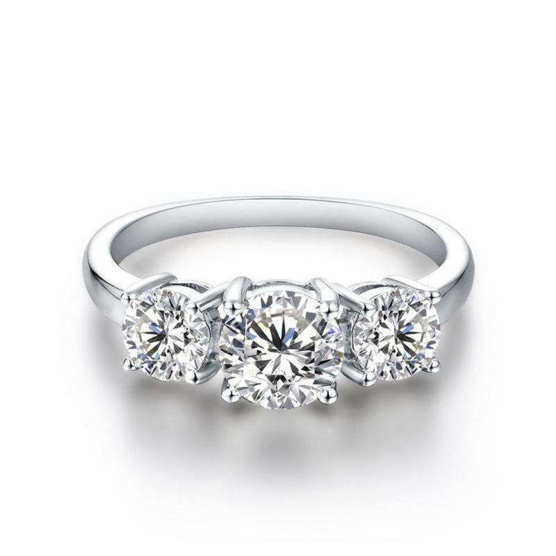 Clare - Triple Stone Ring in White Gold