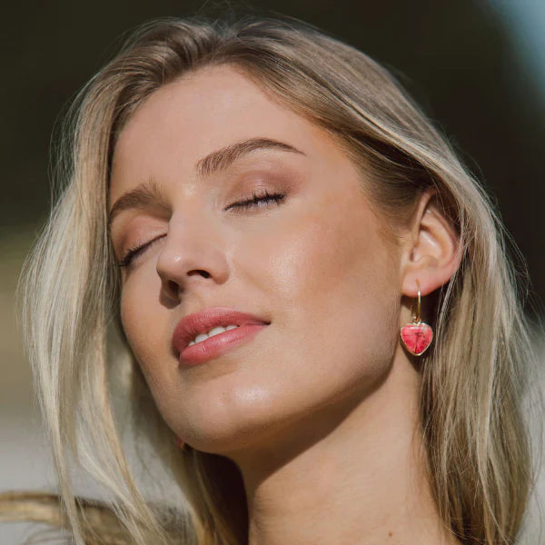 Jasper Heart-Shaped Drop Earrings