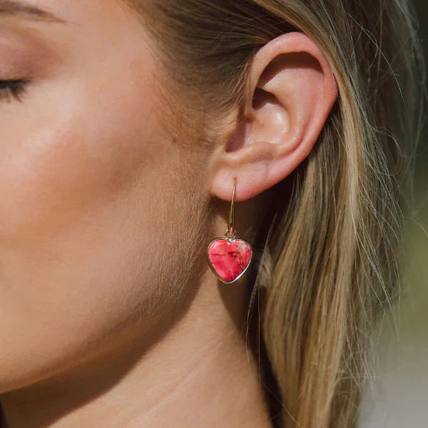 Jasper Heart-Shaped Drop Earrings
