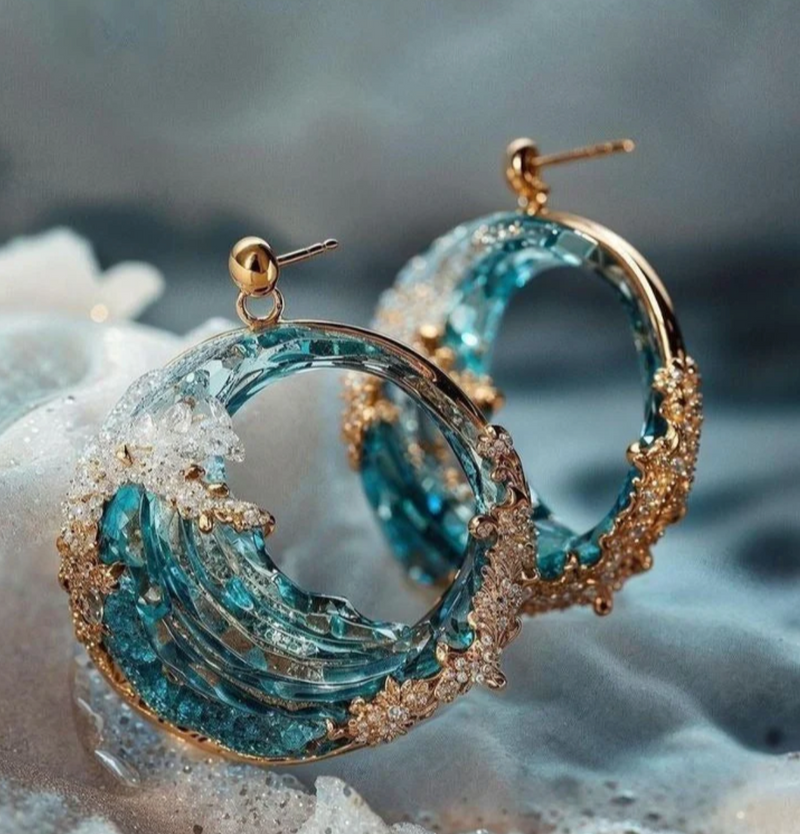 Elizabeth - One-of-a-Kind Stormy Sea Earrings
