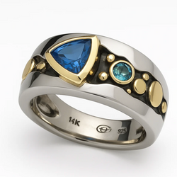 Gabriella - Retro Blue Zirconia Bohemian Ring