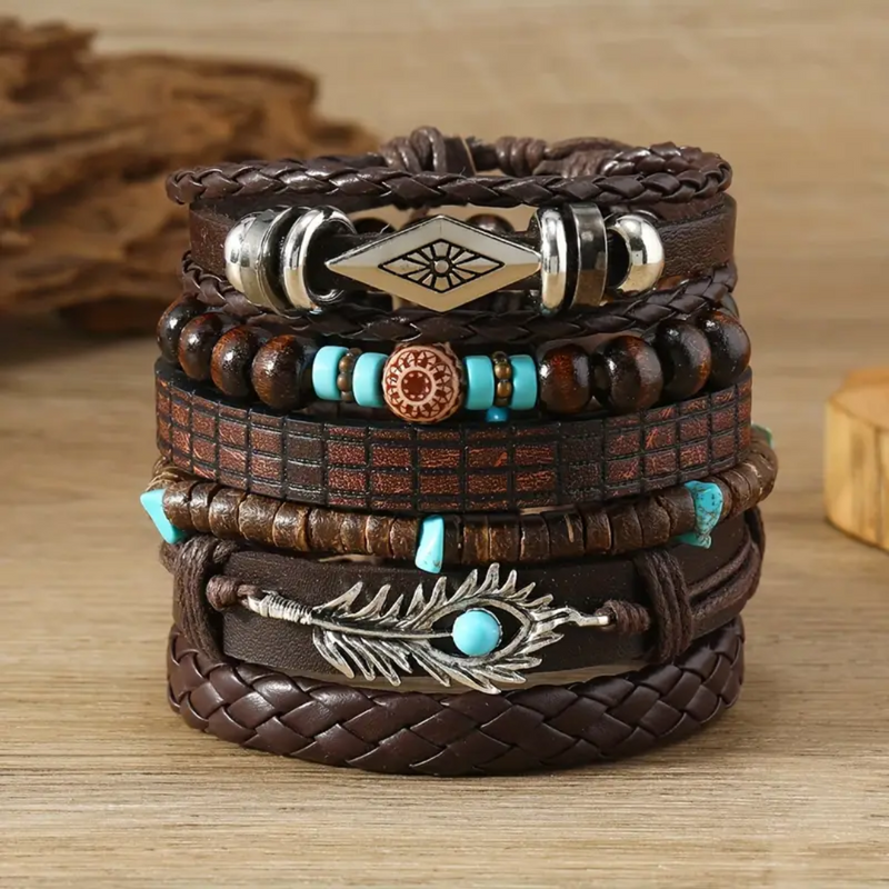 Bohemian Leather and Beaded Bracelet Collection