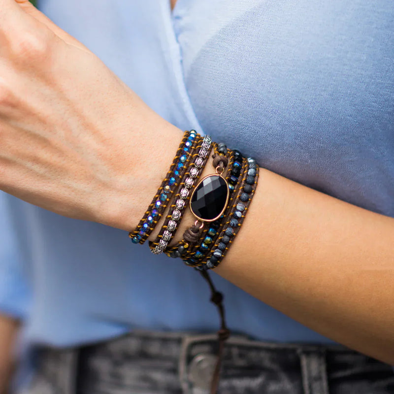 Moonlit Onyx Wrap Bracelet