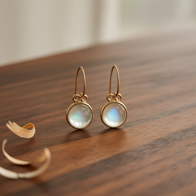 Brittany - Retro Green Moonstone Earrings