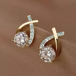 Hope - Golden Cross Zirconia Stud Earrings