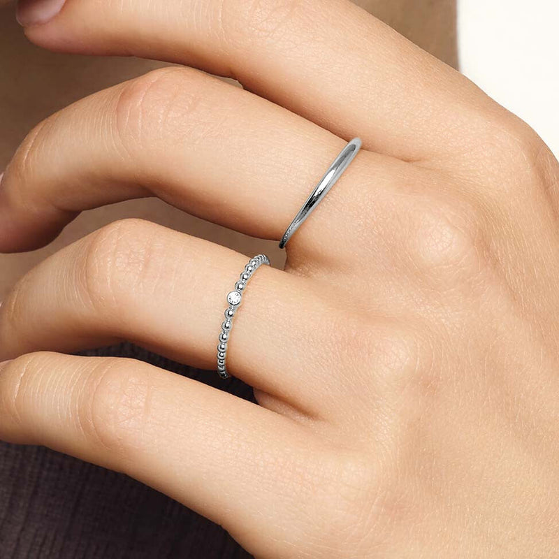 White Gold Slim Dome Ring